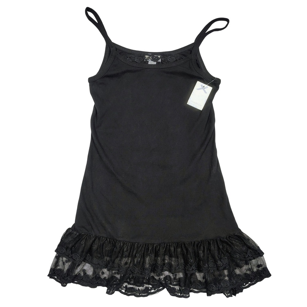 Zoe & Bella Camisole Women XL Black Lace Trim Pointelle Knit Cotton ZB2S425M